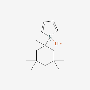 molecular formula C16H25Li B15166513 lithium;1-cyclopenta-2,4-dien-1-yl-1,3,3,5,5-pentamethylcyclohexane CAS No. 185549-21-7