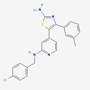molecular formula C22H19ClN4S B15166529 N-[4-[2-Amino-4-(3-methylphenyl)-1,3-thiazol-5-YL]-2-pyridyl]-N-(4-chlorobenzyl)amine CAS No. 303163-31-7