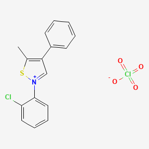 molecular formula C16H13Cl2NO4S B15166669 2-(2-Chlorophenyl)-5-methyl-4-phenyl-1,2-thiazol-2-ium perchlorate CAS No. 599184-07-3