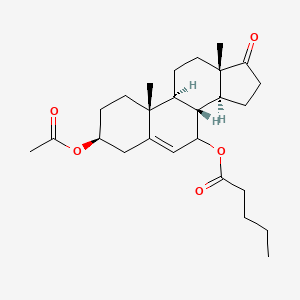 molecular formula C26H38O5 B15167042 [(3S,8R,9S,10R,13S,14S)-3-acetyloxy-10,13-dimethyl-17-oxo-1,2,3,4,7,8,9,11,12,14,15,16-dodecahydrocyclopenta[a]phenanthren-7-yl] pentanoate CAS No. 517894-43-8