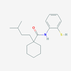 molecular formula C18H27NOS B15167053 Cyclohexanecarboxamide, N-(2-mercaptophenyl)-1-(3-methylbutyl)- CAS No. 211513-22-3