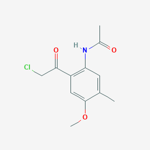 molecular formula C12H14ClNO3 B15167437 N-[2-(Chloroacetyl)-4-methoxy-5-methylphenyl]acetamide 
