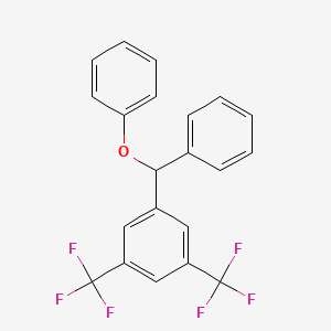 molecular formula C21H14F6O B15167456 Benzene, 1-(phenoxyphenylmethyl)-3,5-bis(trifluoromethyl)- CAS No. 650605-20-2