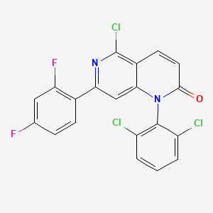 molecular formula C20H9Cl3F2N2O B15167617 1-(2,6-Dichlorophenyl)-5-chloro-7-(2,4-difluorophenyl)-1,6-naphthyridine-2(1H)-one CAS No. 872973-94-9