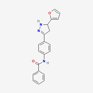 molecular formula C20H17N3O2 B15167678 N-(4-(5-(Furan-2-yl)-4,5-dihydro-1H-pyrazol-3-yl)phenyl)benzamide CAS No. 648430-60-8