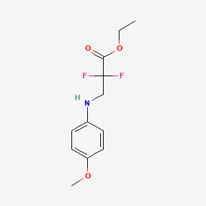 molecular formula C12H15F2NO3 B15167746 Ethyl 2,2-difluoro-3-(4-methoxyanilino)propanoate CAS No. 651312-13-9