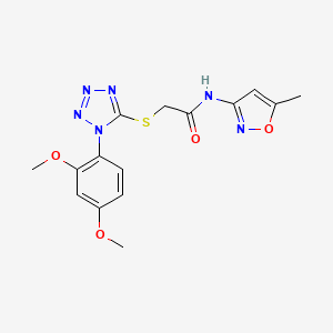 molecular formula C15H16N6O4S B15167752 Acetamide,2-[[1-(2,4-dimethoxyphenyl)-1H-tetrazol-5-YL]thio]-N-(5-methyl-3-isoxazolyl)- 