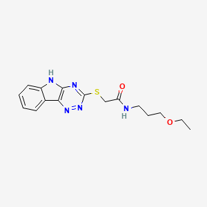 molecular formula C16H19N5O2S B15167787 Acetamide,N-(3-ethoxypropyl)-2-(2H-1,2,4-triazino[5,6-B]indol-3-ylthio)- 
