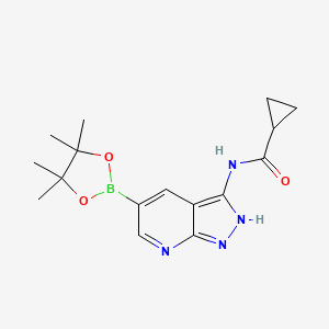 molecular formula C16H21BN4O3 B1516796 N-(5-(4,4,5,5-tetramethyl-1,3,2-dioxaborolan-2-yl)-1H-pyrazolo[3,4-b]pyridin-3-yl)cyclopropanecarboxamide 