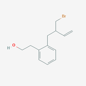 molecular formula C13H17BrO B15168111 Benzeneethanol, 2-[2-(bromomethyl)-3-butenyl]- CAS No. 596112-16-2