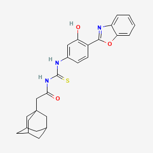 molecular formula C26H27N3O3S B15168219 N-{[4-(1,3-benzoxazol-2-yl)-3-hydroxyphenyl]carbamothioyl}-2-(tricyclo[3.3.1.1~3,7~]dec-1-yl)acetamide CAS No. 593238-69-8