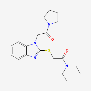 molecular formula C19H26N4O2S B15168272 Acetamide,N,N-diethyl-2-[[1-[2-oxo-2-(pyrrolidin-1-YL)ethyl]-1H-benzo[D]imidazol-2-YL]thio]- 