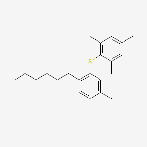 molecular formula C23H32S B15168441 Benzene, 2-[(2-hexyl-4,5-dimethylphenyl)thio]-1,3,5-trimethyl- CAS No. 638199-63-0
