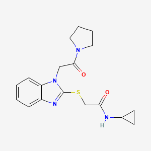molecular formula C18H22N4O2S B15168500 N-Cyclopropyl-2-({1-[2-oxo-2-(1-pyrrolidinyl)ethyl]-1H-benzimidazol-2-yl}sulfanyl)acetamide 