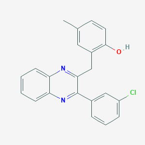 molecular formula C22H17ClN2O B15168543 Phenol, 2-[[3-(3-chlorophenyl)-2-quinoxalinyl]methyl]-4-methyl- CAS No. 649739-81-1