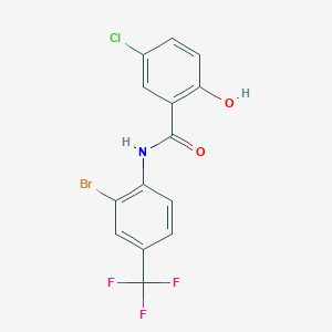 molecular formula C14H8BrClF3NO2 B15168566 N-[2-Bromo-4-(trifluoromethyl)phenyl]-5-chloro-2-hydroxybenzamide CAS No. 634185-64-1