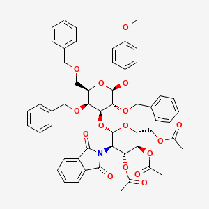 [(2R,3S,4R,5R,6S)-3,4-Diacetyloxy-5-(1,3-dioxoisoindol-2-yl)-6-[(2S,3R,4S,5S,6R)-2-(4-methoxyphenoxy)-3,5-bis(phenylmethoxy)-6-(phenylmethoxymethyl)oxan-4-yl]oxyoxan-2-yl]methyl acetate