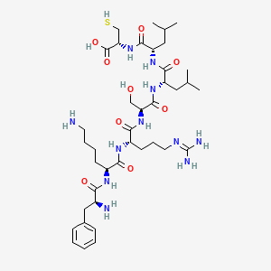 molecular formula C39H67N11O9S B15168857 L-Phenylalanyl-L-lysyl-N~5~-(diaminomethylidene)-L-ornithyl-L-seryl-L-leucyl-L-leucyl-L-cysteine CAS No. 650610-30-3