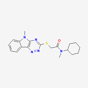 molecular formula C19H23N5OS B15168894 Acetamide,N-cyclohexyl-N-methyl-2-[(5-methyl-5H-1,2,4-triazino[5,6-B]indol-3-YL)thio]- 