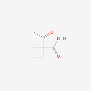 molecular formula C7H10O3 B15168915 Cyclobutanecarboxylicacid, 1-acetyl- CAS No. 639782-98-2