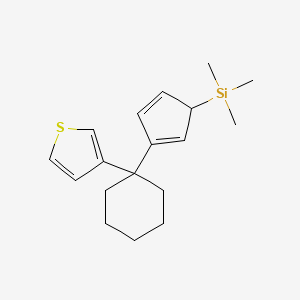 molecular formula C18H26SSi B15169020 Trimethyl{3-[1-(thiophen-3-yl)cyclohexyl]cyclopenta-2,4-dien-1-yl}silane CAS No. 650636-74-1