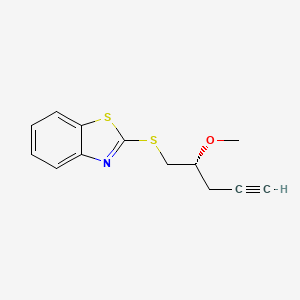 molecular formula C13H13NOS2 B15169213 Benzothiazole, 2-[[(2R)-2-methoxy-4-pentynyl]thio]- CAS No. 641613-68-5