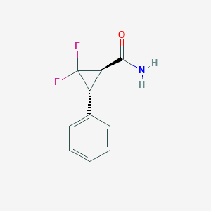 molecular formula C10H9F2NO B15169348 Cyclopropanecarboxamide, 2,2-difluoro-3-phenyl-, (1R,3R)- CAS No. 646995-44-0