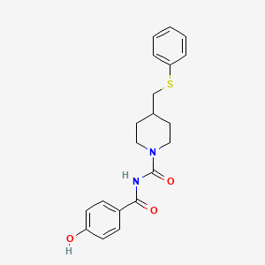 molecular formula C20H22N2O3S B15170110 1-Piperidinecarboxamide, N-(4-hydroxybenzoyl)-4-[(phenylthio)methyl]- CAS No. 875282-42-1