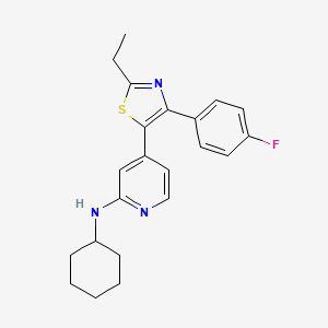 molecular formula C22H24FN3S B15171113 N-Cyclohexyl-4-[2-ethyl-4-(4-fluorophenyl)-1,3-thiazol-5-yl]pyridin-2-amine CAS No. 917809-13-3
