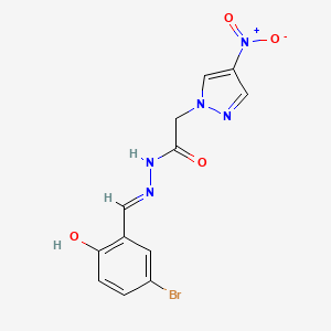molecular formula C12H10BrN5O4 B15171148 N'-[(E)-(5-bromo-2-hydroxyphenyl)methylidene]-2-(4-nitro-1H-pyrazol-1-yl)acetohydrazide 