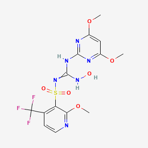 molecular formula C14H15F3N6O6S B15171202 N-{[(4,6-Dimethoxypyrimidin-2-yl)amino](hydroxyamino)methylidene}-2-methoxy-4-(trifluoromethyl)pyridine-3-sulfonamide CAS No. 916760-02-6