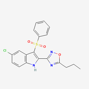 molecular formula C19H16ClN3O3S B15171377 3-(Benzenesulfonyl)-5-chloro-2-(5-propyl-1,2,4-oxadiazol-3(2H)-ylidene)-2H-indole CAS No. 918142-16-2