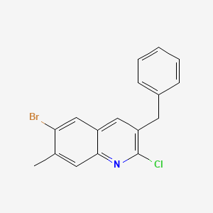 molecular formula C17H13BrClN B15171400 3-Benzyl-6-bromo-2-chloro-7-methylquinoline CAS No. 918518-89-5