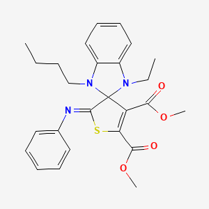 molecular formula C26H29N3O4S B15171424 Dimethyl (2'Z)-1-butyl-3-ethyl-2'-(phenylimino)-1,3-dihydro-2'H-spiro[benzimidazole-2,3'-thiophene]-4',5'-dicarboxylate CAS No. 885722-17-8