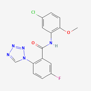 molecular formula C15H11ClFN5O2 B15171467 N-(5-chloro-2-methoxyphenyl)-5-fluoro-2-(1H-tetrazol-1-yl)benzamide 