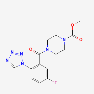 molecular formula C15H17FN6O3 B15171514 ethyl 4-{[5-fluoro-2-(1H-tetrazol-1-yl)phenyl]carbonyl}piperazine-1-carboxylate 
