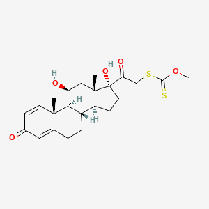 molecular formula C23H30O5S2 B15171780 O-methyl [2-[(8S,9S,10R,11S,13S,14S,17R)-11,17-dihydroxy-10,13-dimethyl-3-oxo-7,8,9,11,12,14,15,16-octahydro-6H-cyclopenta[a]phenanthren-17-yl]-2-oxoethyl]sulfanylmethanethioate 
