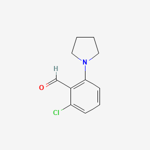 molecular formula C11H12ClNO B1517182 2-Chloro-6-(pyrrolidin-1-yl)benzaldehyde CAS No. 110405-86-2