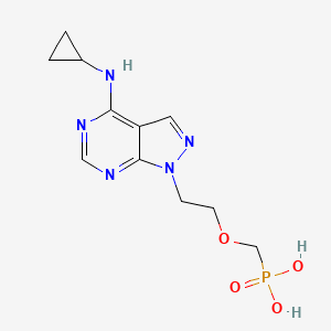 molecular formula C11H16N5O4P B15171836 ({2-[4-(Cyclopropylamino)-1H-pyrazolo[3,4-d]pyrimidin-1-yl]ethoxy}methyl)phosphonic acid CAS No. 1086386-65-3
