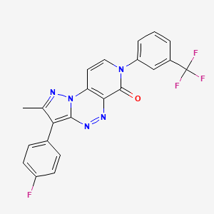 molecular formula C22H13F4N5O B15172090 C22H13F4N5O 