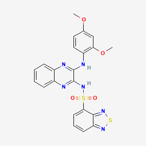 molecular formula C22H18N6O4S2 B15172097 N-(3-((2,4-dimethoxyphenyl)amino)quinoxalin-2-yl)benzo[c][1,2,5]thiadiazole-4-sulfonamide 