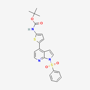 molecular formula C22H21N3O4S2 B15172298 Carbamic acid, N-[5-[1-(phenylsulfonyl)-1H-pyrrolo[2,3-b]pyridin-4-yl]-2-thienyl]-, 1,1-dimethylethyl ester CAS No. 943321-90-2