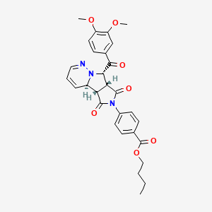 molecular formula C29H29N3O7 B15172350 butyl 4-[(1R,2S,6R,7S)-7-(3,4-dimethoxybenzoyl)-3,5-dioxo-4,8,9-triazatricyclo[6.4.0.02,6]dodeca-9,11-dien-4-yl]benzoate 