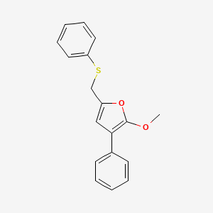 molecular formula C18H16O2S B15172402 2-Methoxy-3-phenyl-5-[(phenylsulfanyl)methyl]furan CAS No. 941270-39-9