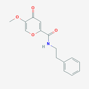 molecular formula C15H15NO4 B15172764 5-methoxy-4-oxo-N-phenethyl-4H-pyran-2-carboxamide 