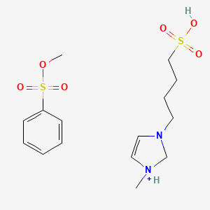 molecular formula C15H25N2O6S2+ B15172819 methyl benzenesulfonate;4-(1-methyl-1,2-dihydroimidazol-1-ium-3-yl)butane-1-sulfonic acid CAS No. 920741-98-6