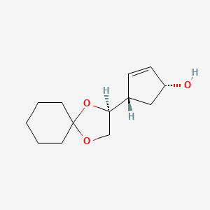molecular formula C13H20O3 B15172885 (1R,4S)-4-(1,4-Dioxaspiro[4.5]decan-2-yl)cyclopent-2-en-1-ol CAS No. 921770-88-9