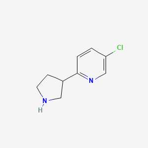 molecular formula C9H11ClN2 B15172888 5-Chloro-2-(pyrrolidin-3-YL)pyridine 
