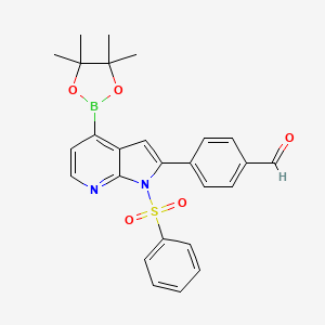 molecular formula C26H25BN2O5S B15173118 Benzaldehyde, 4-[1-(phenylsulfonyl)-4-(4,4,5,5-tetramethyl-1,3,2-dioxaborolan-2-YL)-1H-pyrrolo[2,3-B]pyridin-2-YL]- CAS No. 942921-70-2