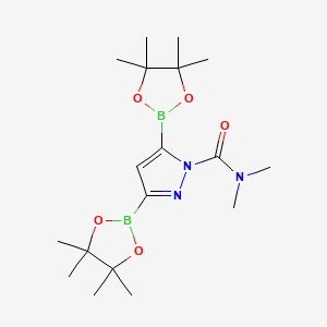 molecular formula C18H31B2N3O5 B15173140 N,N-Dimethyl-3,5-bis(4,4,5,5-tetramethyl-1,3,2-dioxaborolan-2-YL)-1H-pyrazole-1-carboxamide CAS No. 942070-90-8